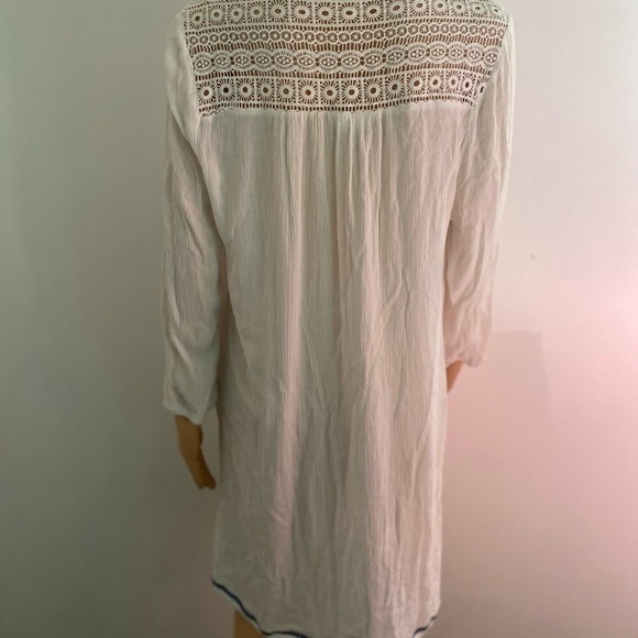 Artiasan Ny Womens Large White Embroidered 3/4 Sleeve Dress Knee Length - Picture 7 of 15